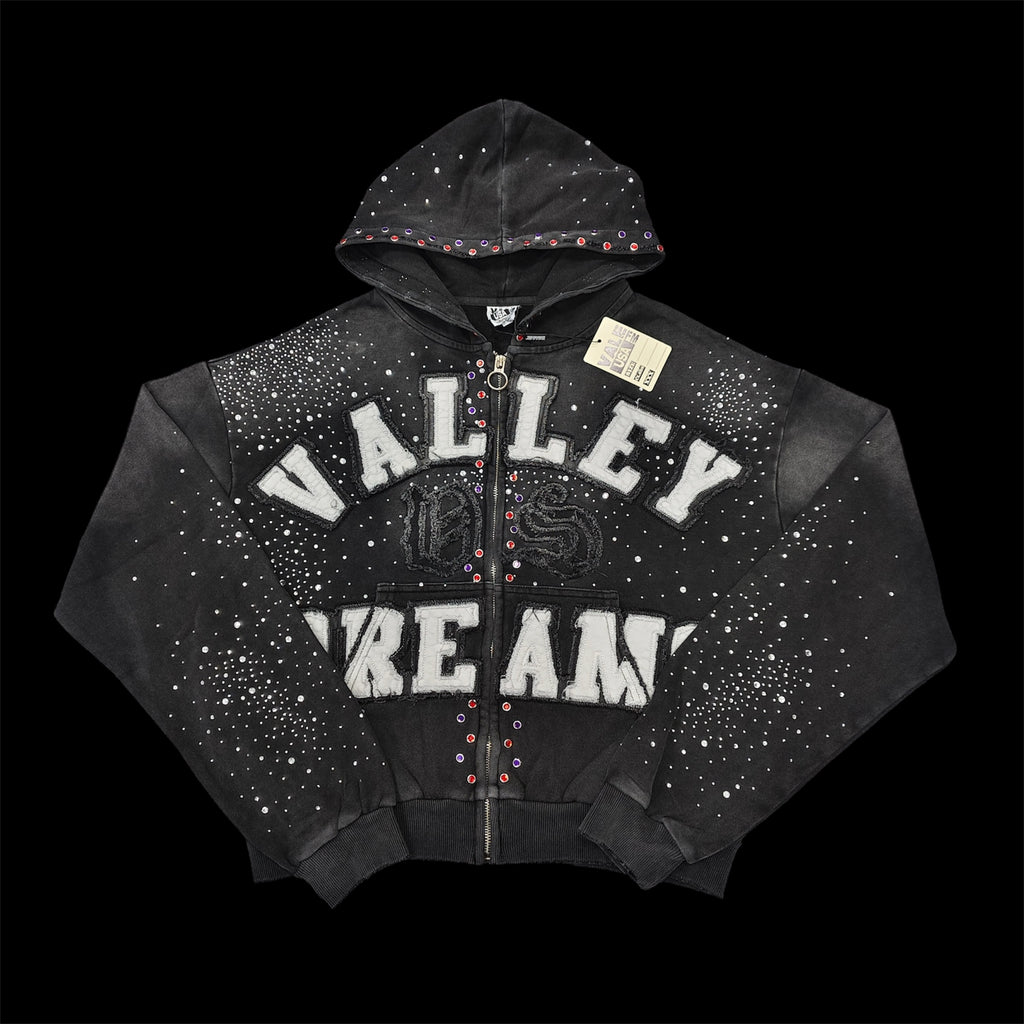 Valley black gemstone zipup