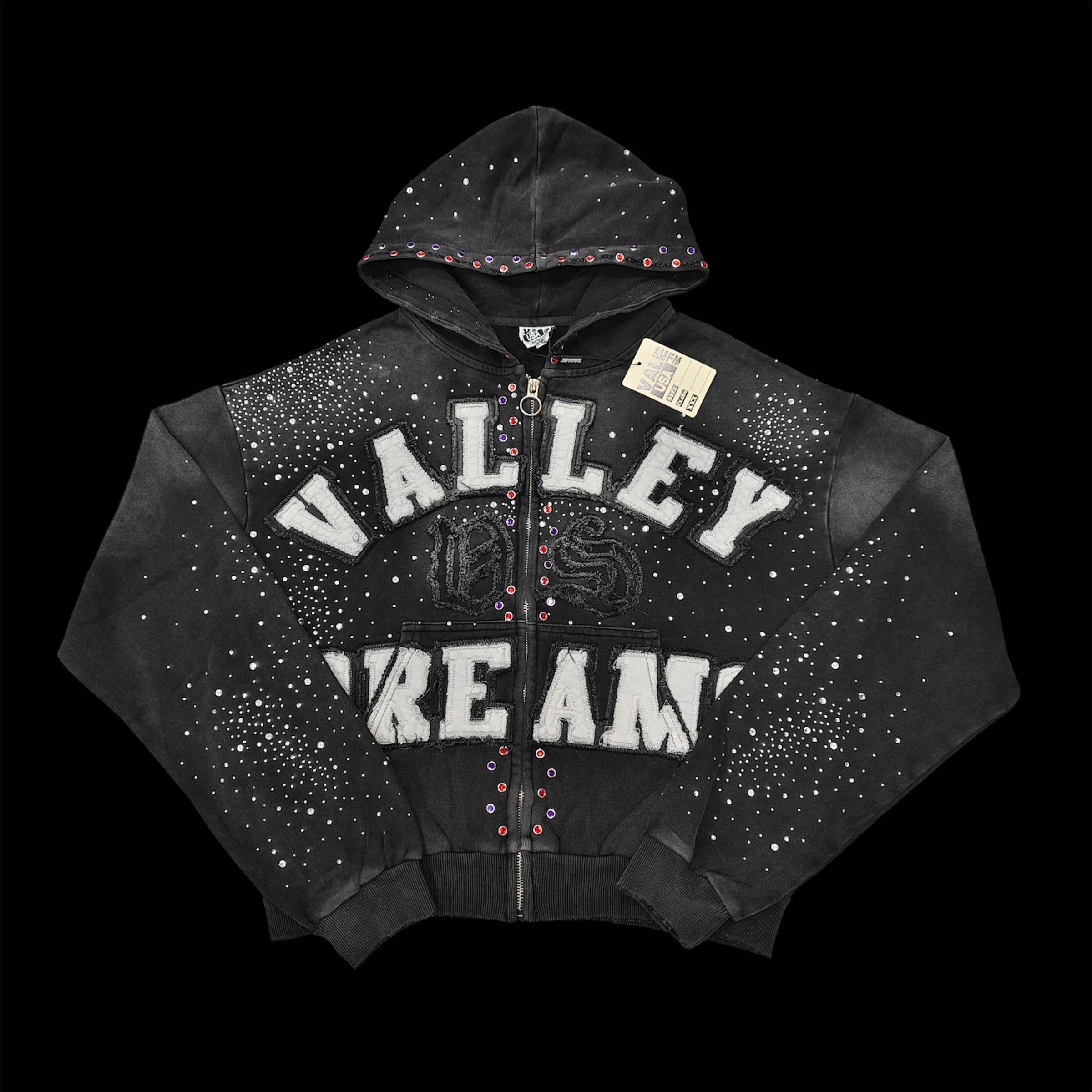 Valley black gemstone zipup
